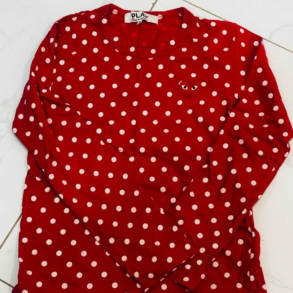 Comme des Garcons Red and White Polka Dot Top